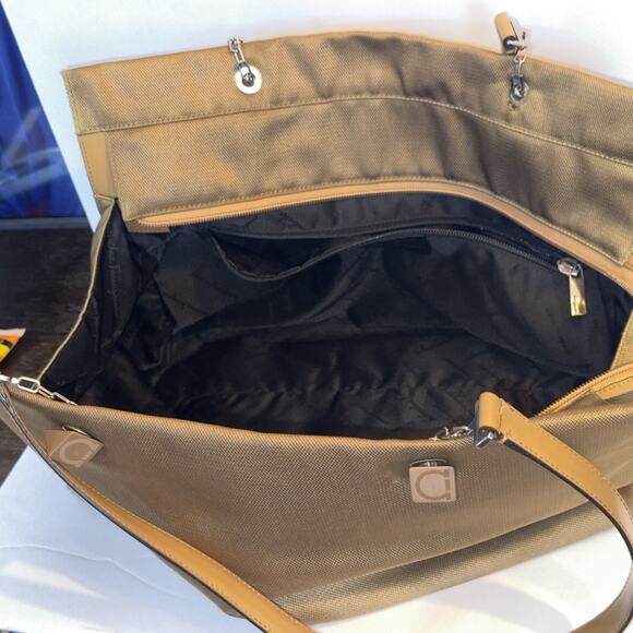 Salvatore Farragamo Handbag shoulder leather brown tan canvas bag authentic - Picture 16 of 16